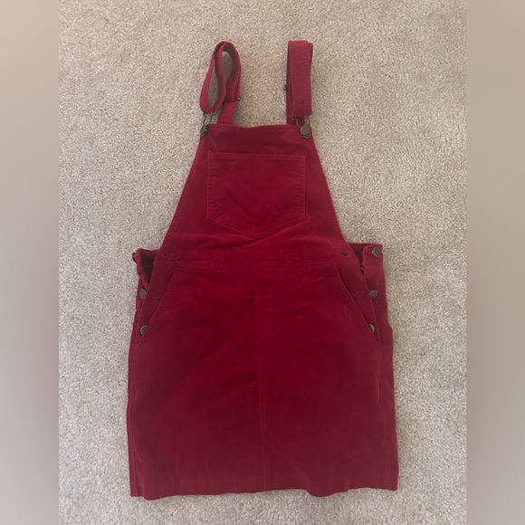 Forever 21 red corduroy overalls dress - Picture 1 of 2